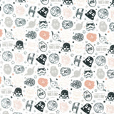 Star Wars Light and Dark Collection - Sketch Heads White Yardage Primary Image