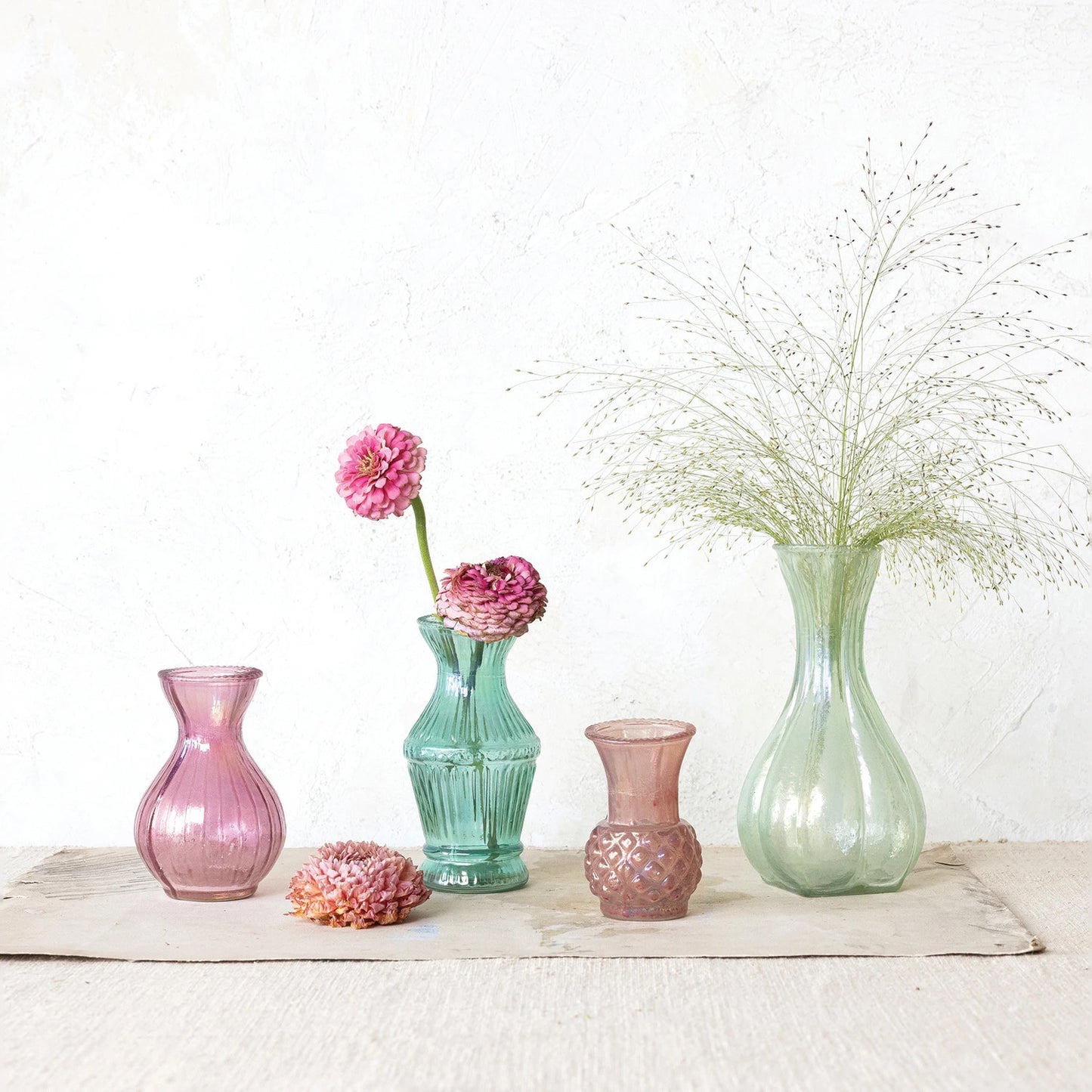 Debossed Glass Vases, Set of 4 Alternative View #5