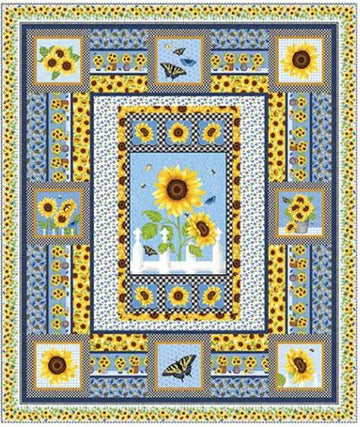 Sunny Sunflowers Quilt 1 Free Quilt Pattern by Heidi Pridemore