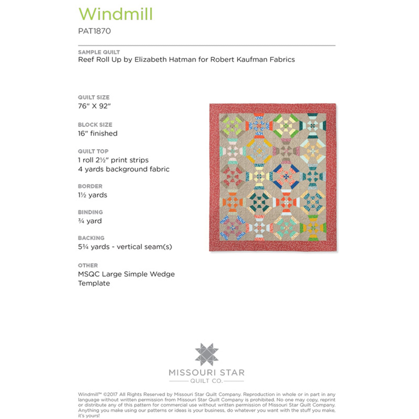 Digital Download - Windmill Quilt Pattern by Missouri Star Alternative View #1