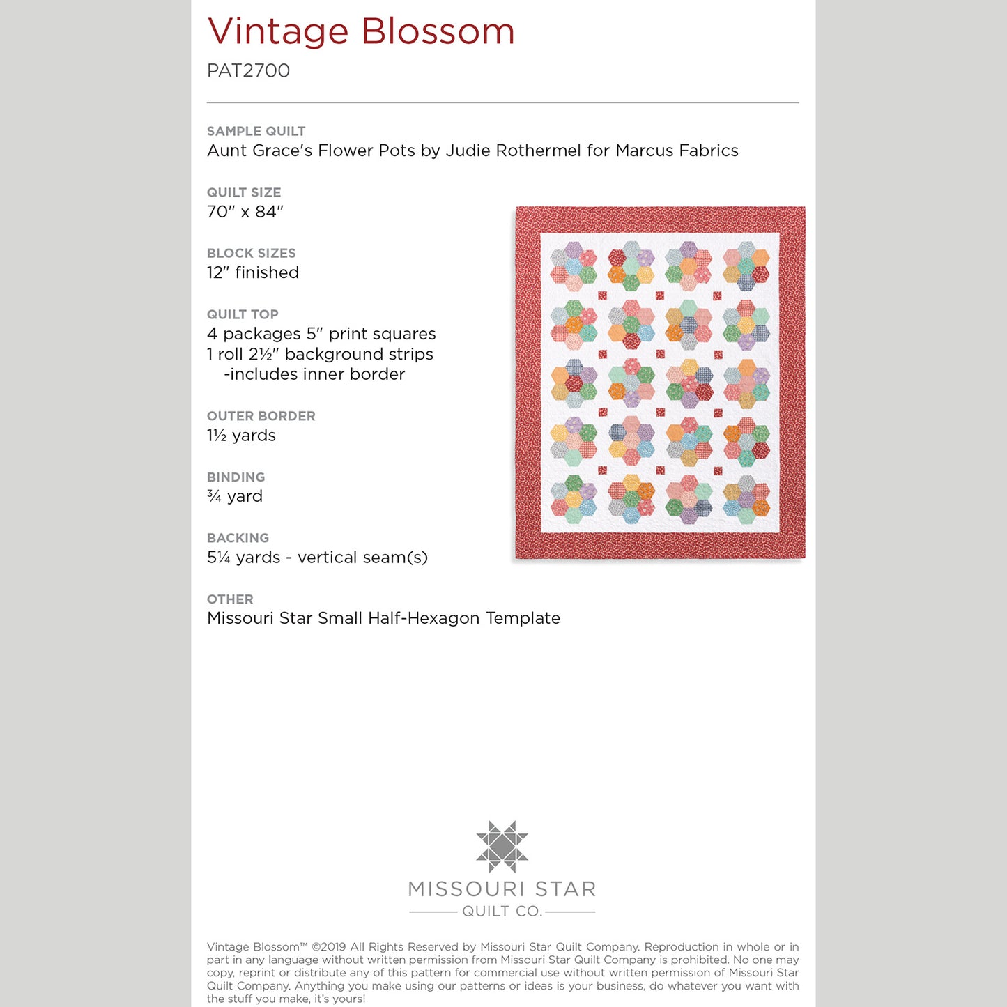 Digital Download - Vintage Blossom Quilt Pattern by Missouri Star Alternative View #1