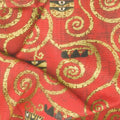 Gustav Klimt - Swirls Red Metallic Yardage