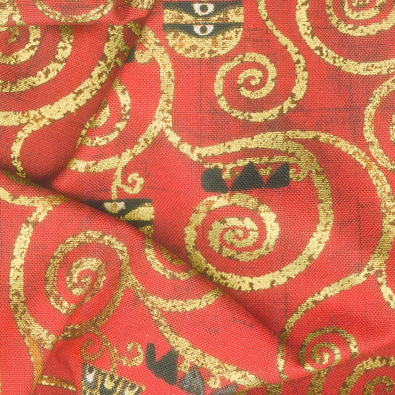 Gustav Klimt - Swirls Red Metallic Yardage Alternative View #1