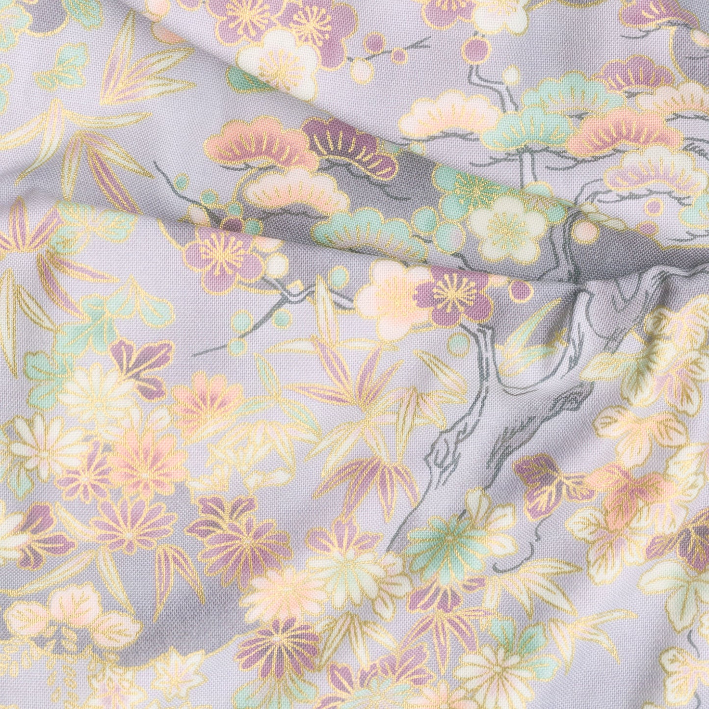 Imperial Collection - Honoka Plum Colorstory Branches Fog Metallic Yardage Alternative View #1