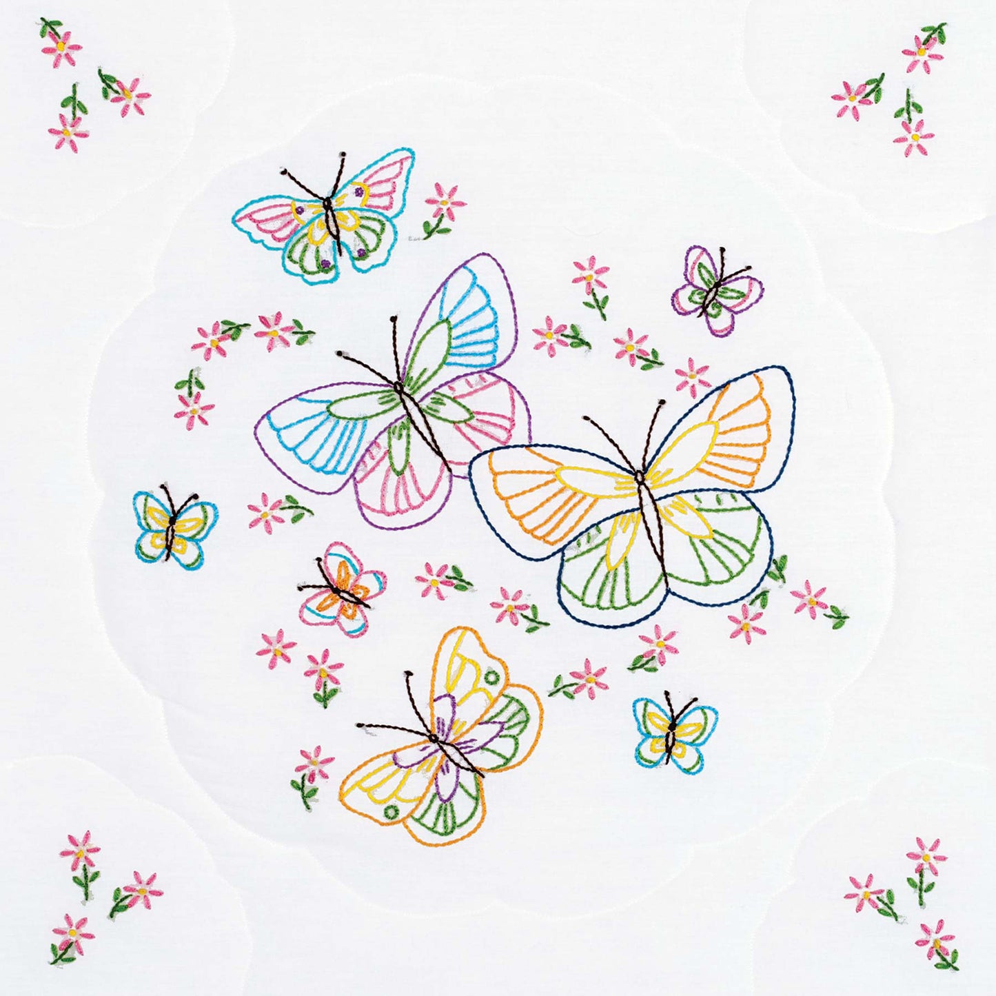 Interlocking Fluttering Butterflies 18" Embroidery Quilt Blocks Set Alternative View #1