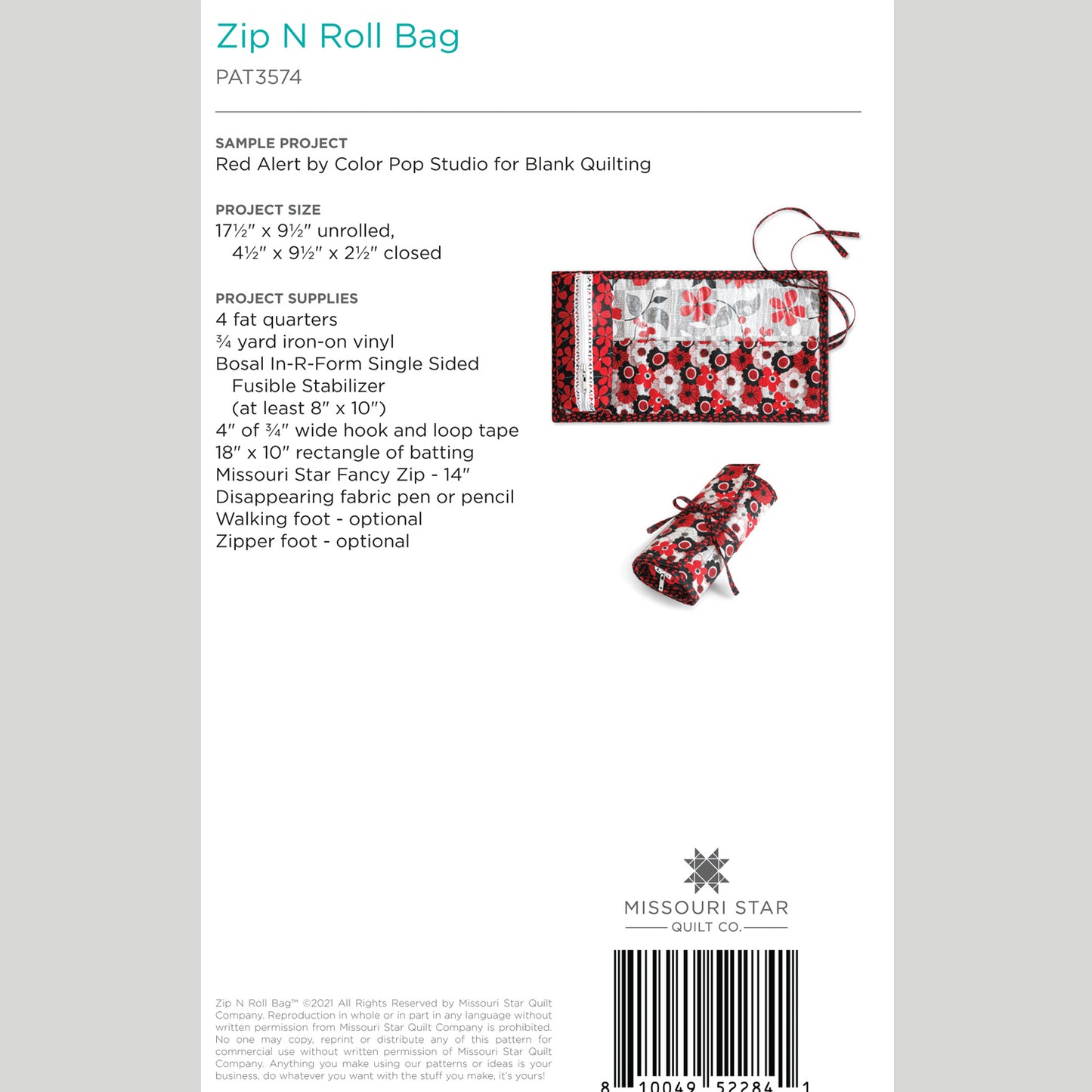 Digital Download - Zip N Roll Bag Pattern by Missouri Star Alternative View #1
