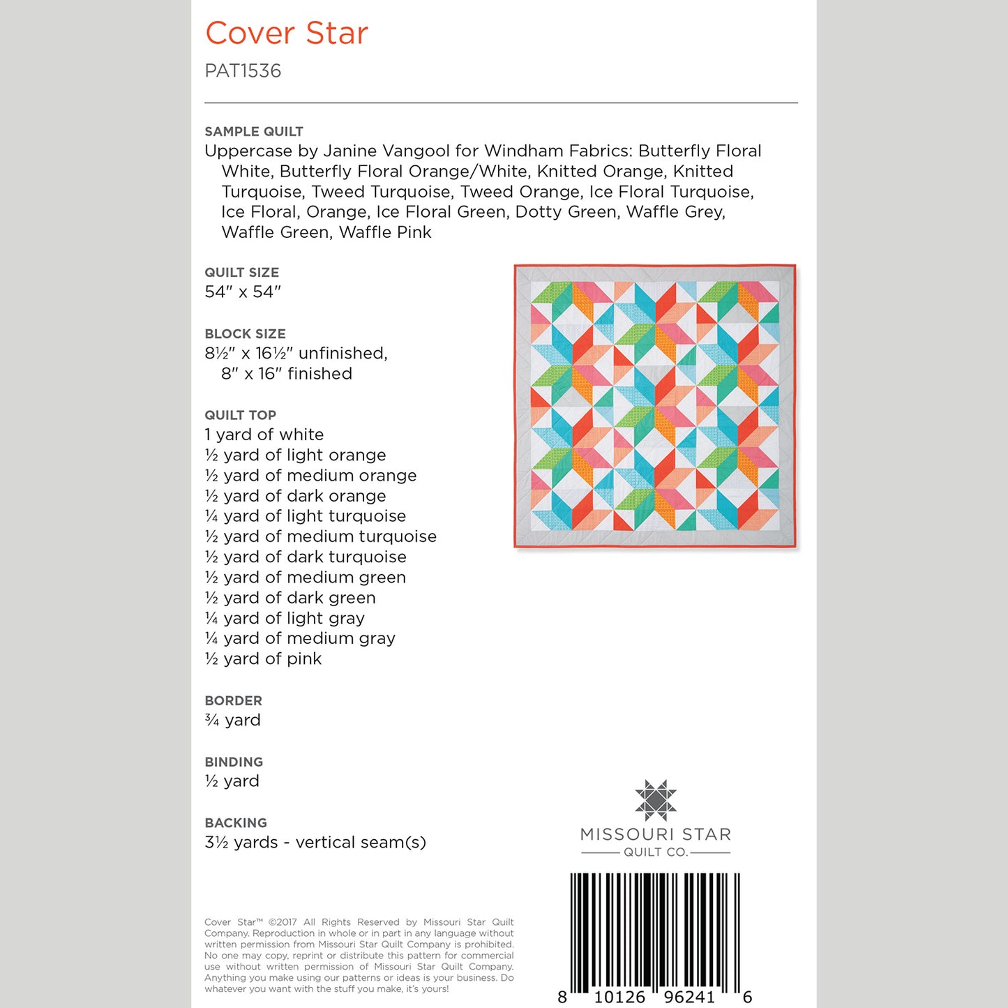Digital Download - Cover Star Quilt Pattern by Missouri Star Alternative View #1