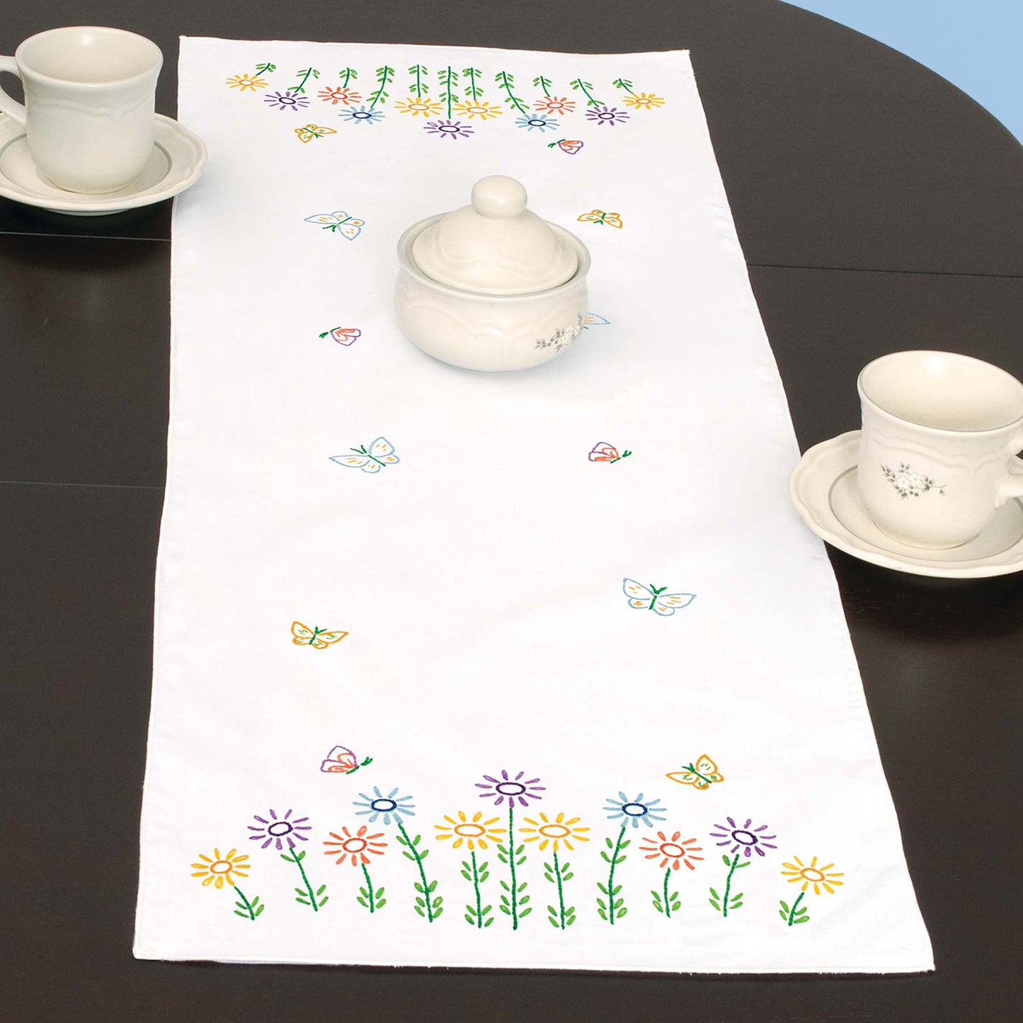 Field of Flowers Embroidery Table Runner Primary Image