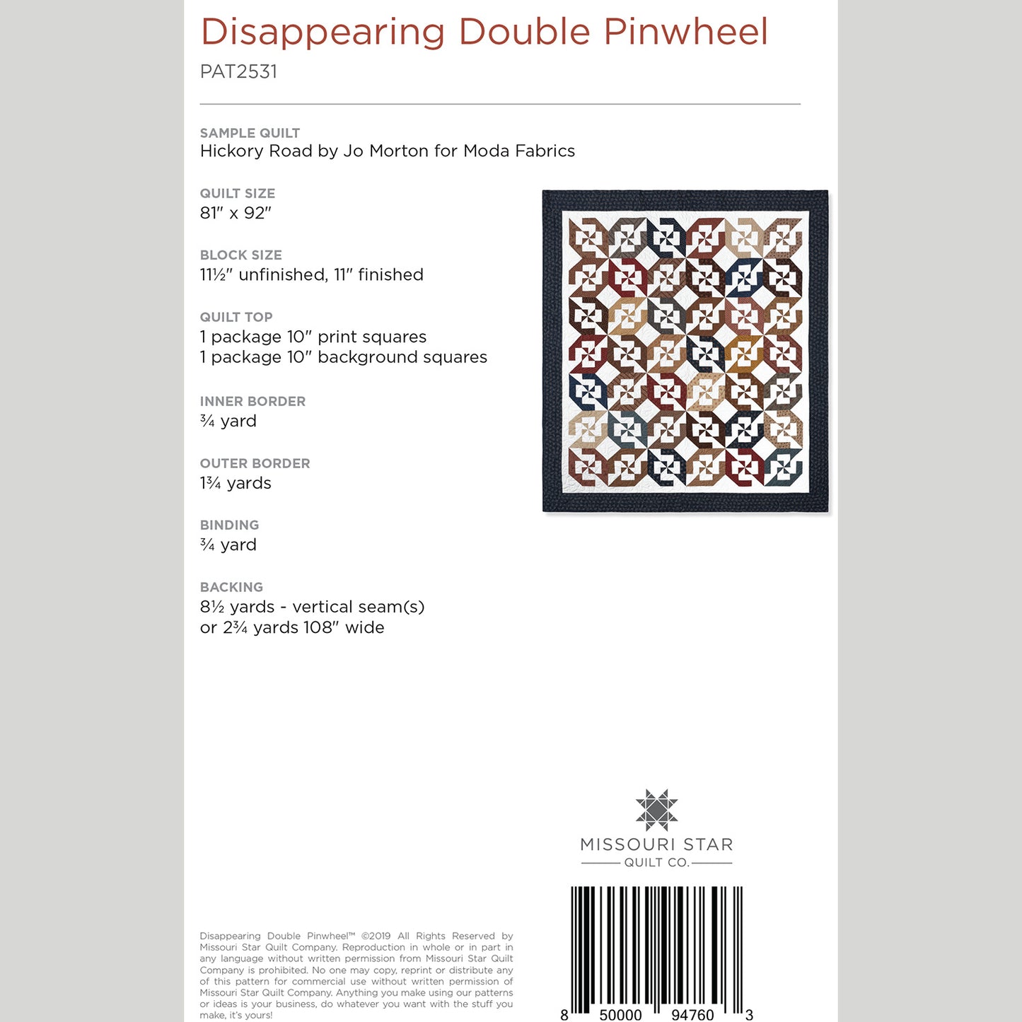 Digital Download - Disappearing Double Pinwheel Quilt Pattern by Missouri Star Alternative View #1