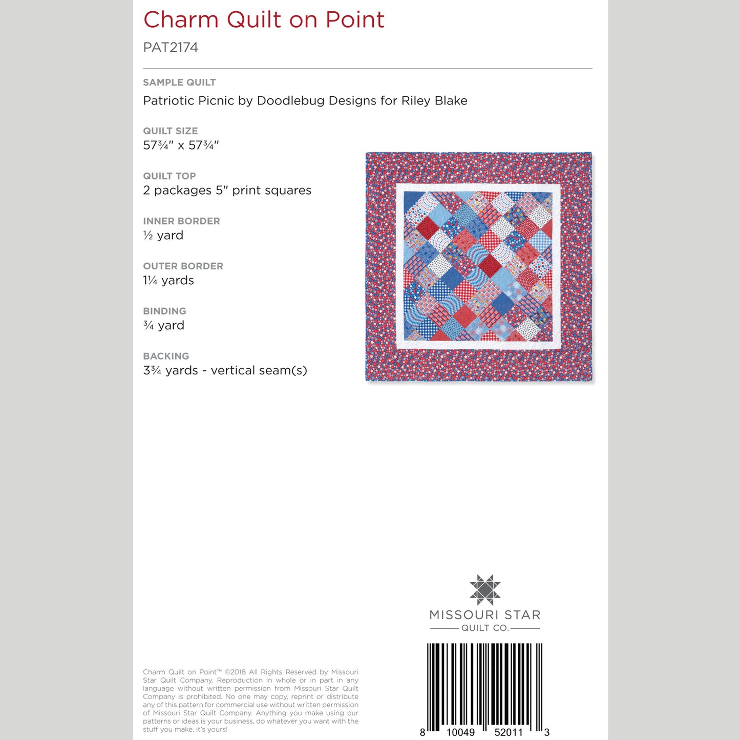 Digital Download - Charm Quilt on Point Quilt Pattern by Missouri Star Alternative View #1