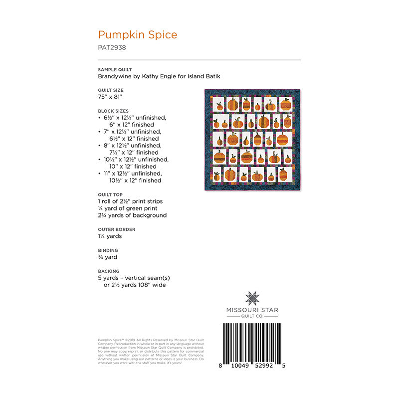 Pumpkin Spice Quilt Pattern by Missouri Star Alternative View #1