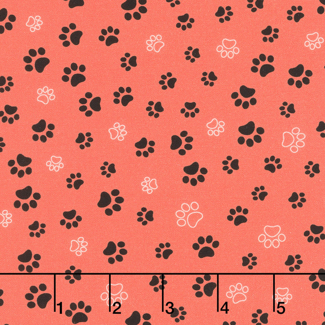Cats (Timeless Treasures) - Cat Paws Red Yardage Primary Image