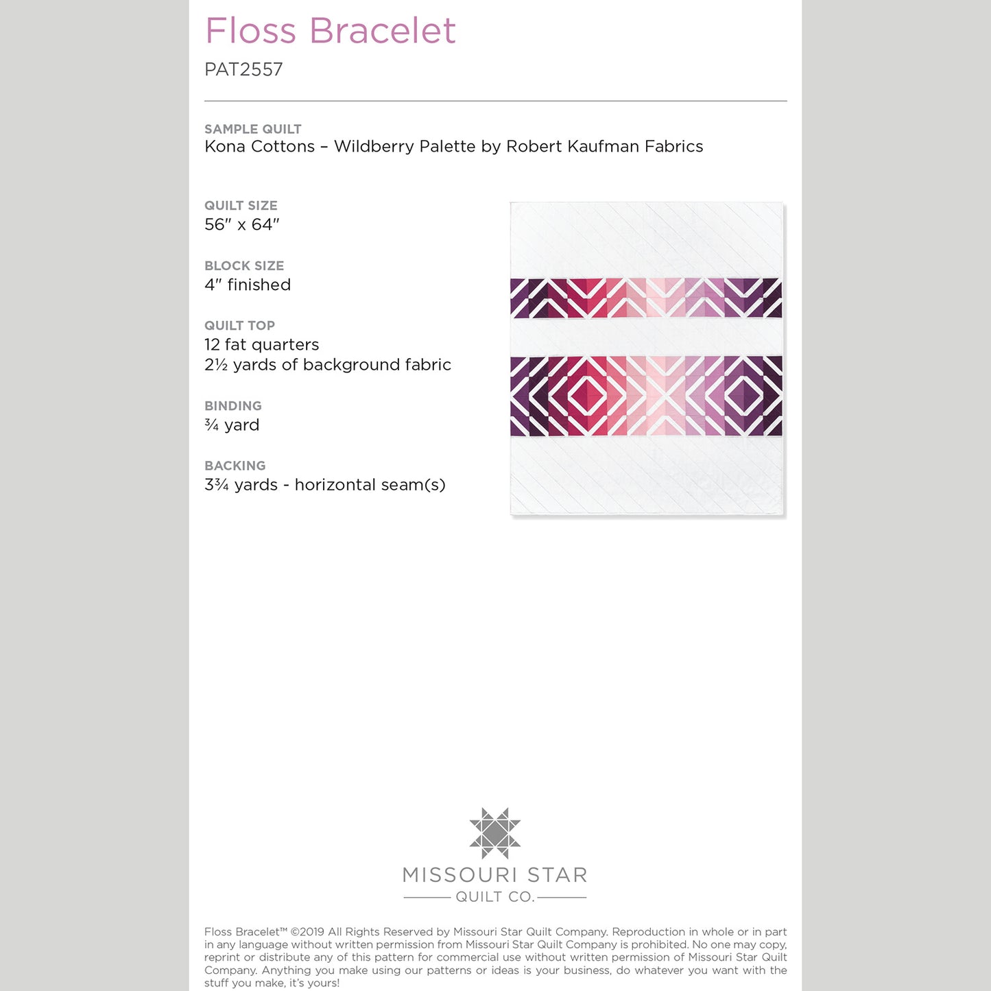 Digital Download - Floss Bracelet Quilt Pattern by Missouri Star Alternative View #1