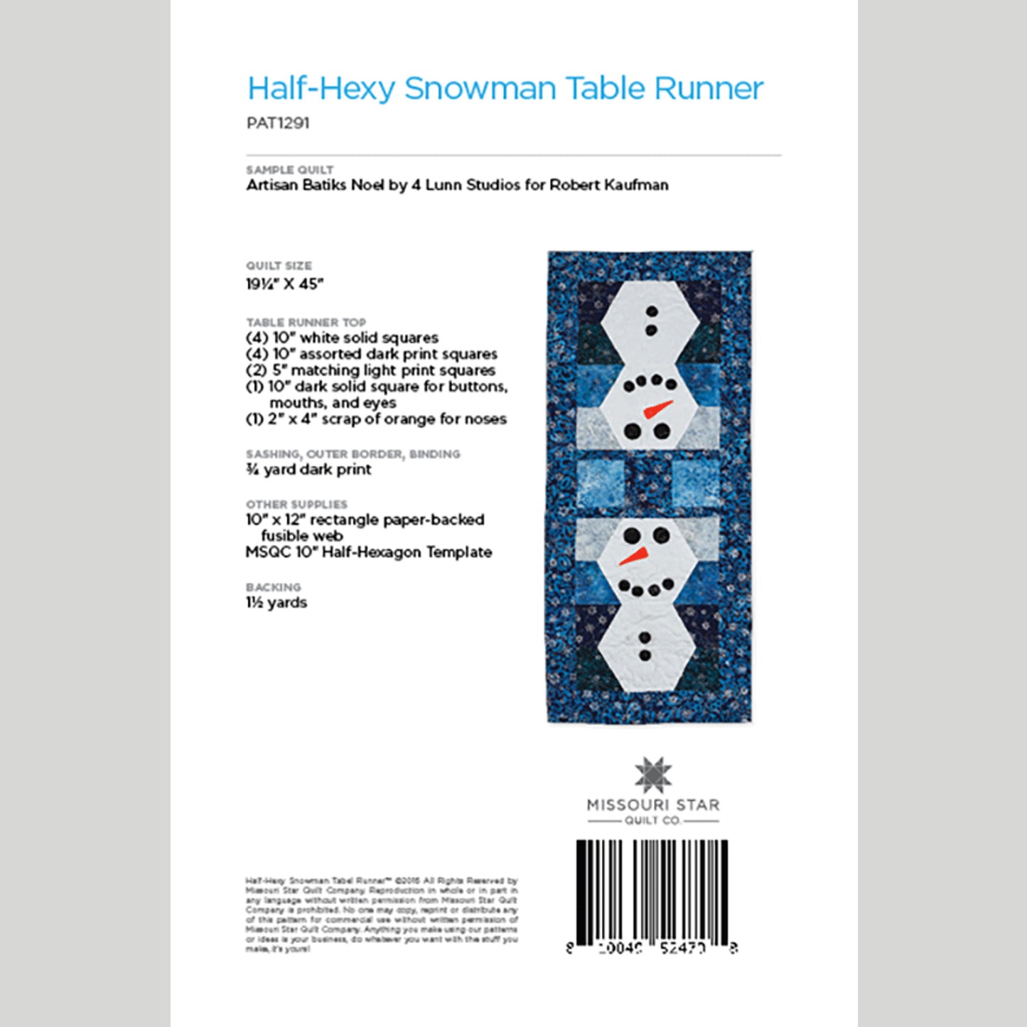 Digital Download - Half - Hexy Snowman Table Runner Pattern by Missouri Star Alternative View #1