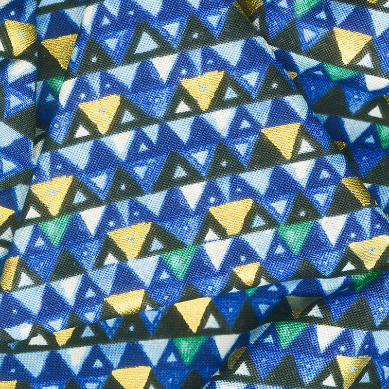 Gustav Klimt - Triangles Sapphire Metallic Yardage Alternative View #1