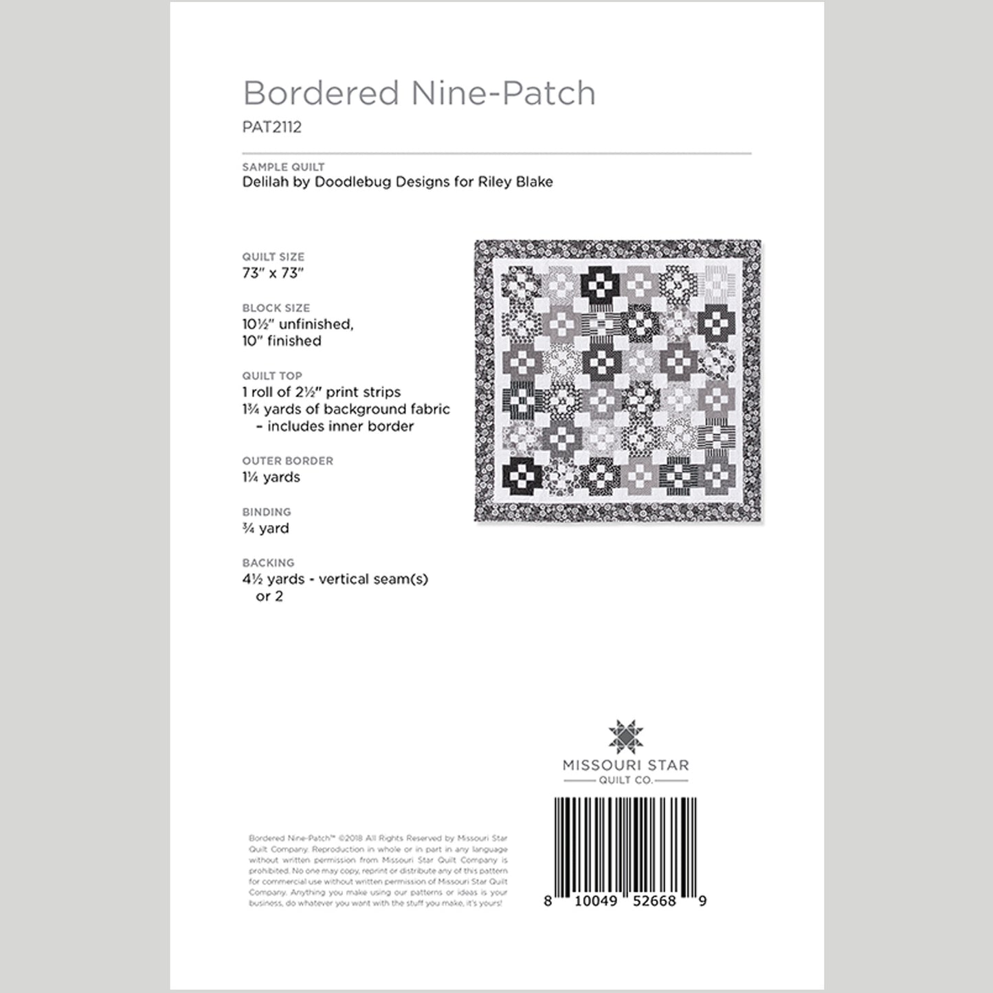 Digital Download - Bordered Nine-Patch Quilt Pattern by Missouri Star Alternative View #1