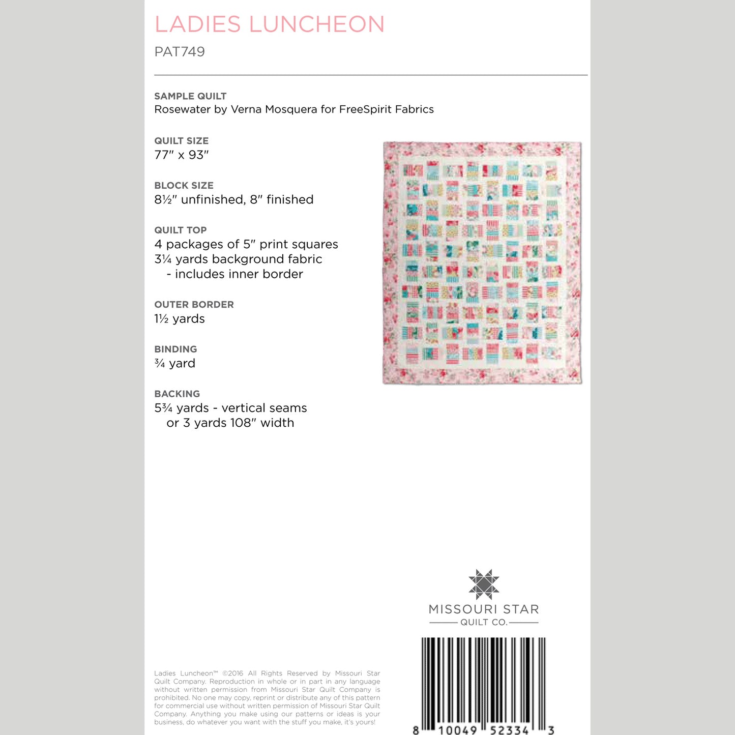 Digital Download - Ladies Luncheon Quilt Pattern by Missouri Star Alternative View #1