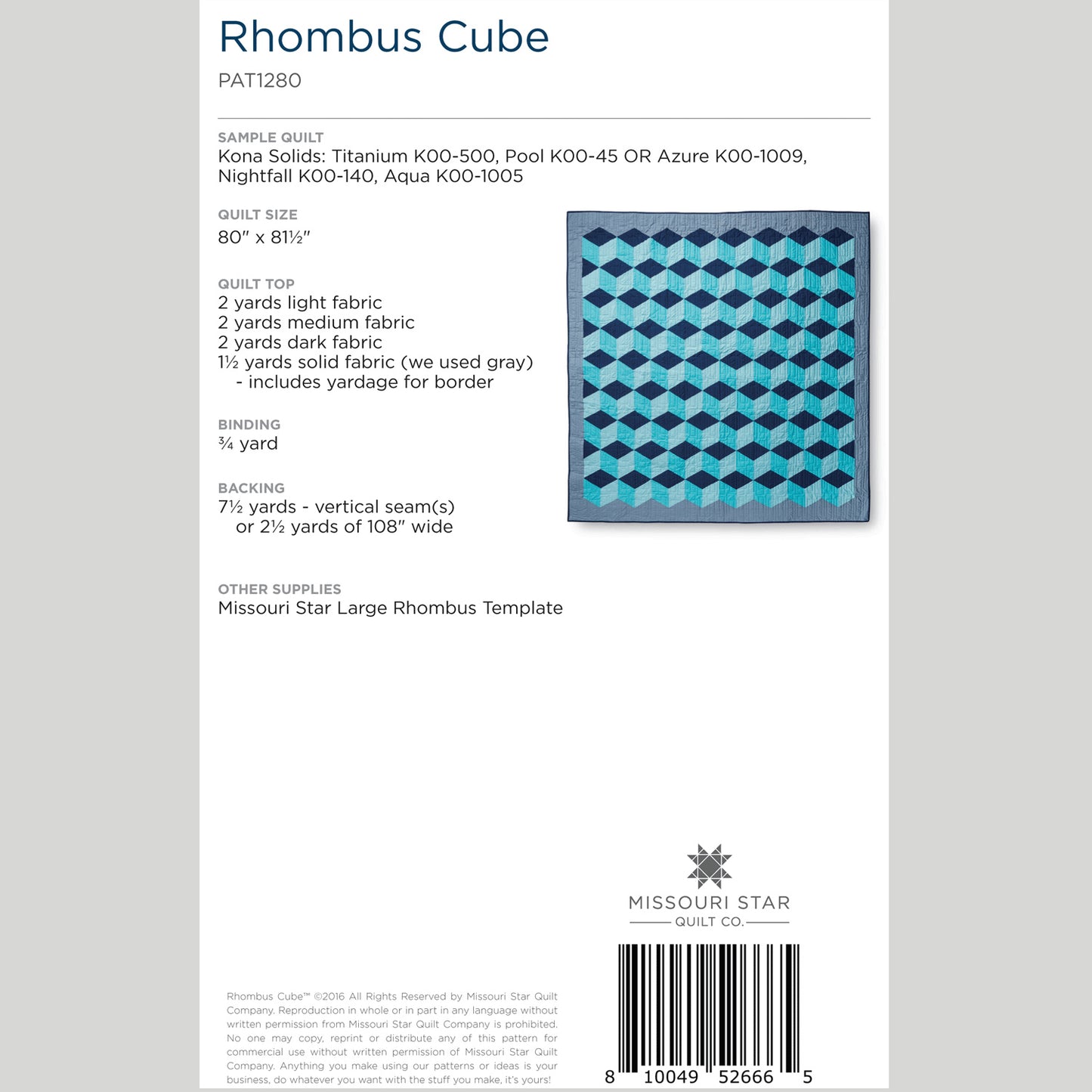Digital Download - Rhombus Cube Quilt Pattern by Missouri Star Alternative View #1