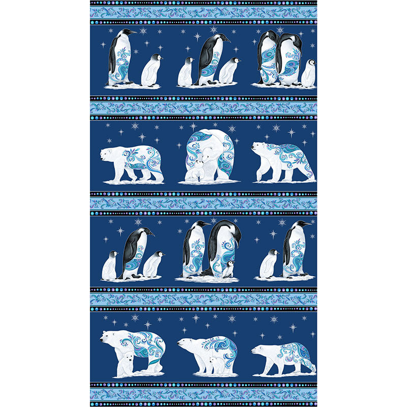 Polar Bear Attitude - Polar Bear Stripe Blue Yardage Alternative View #2