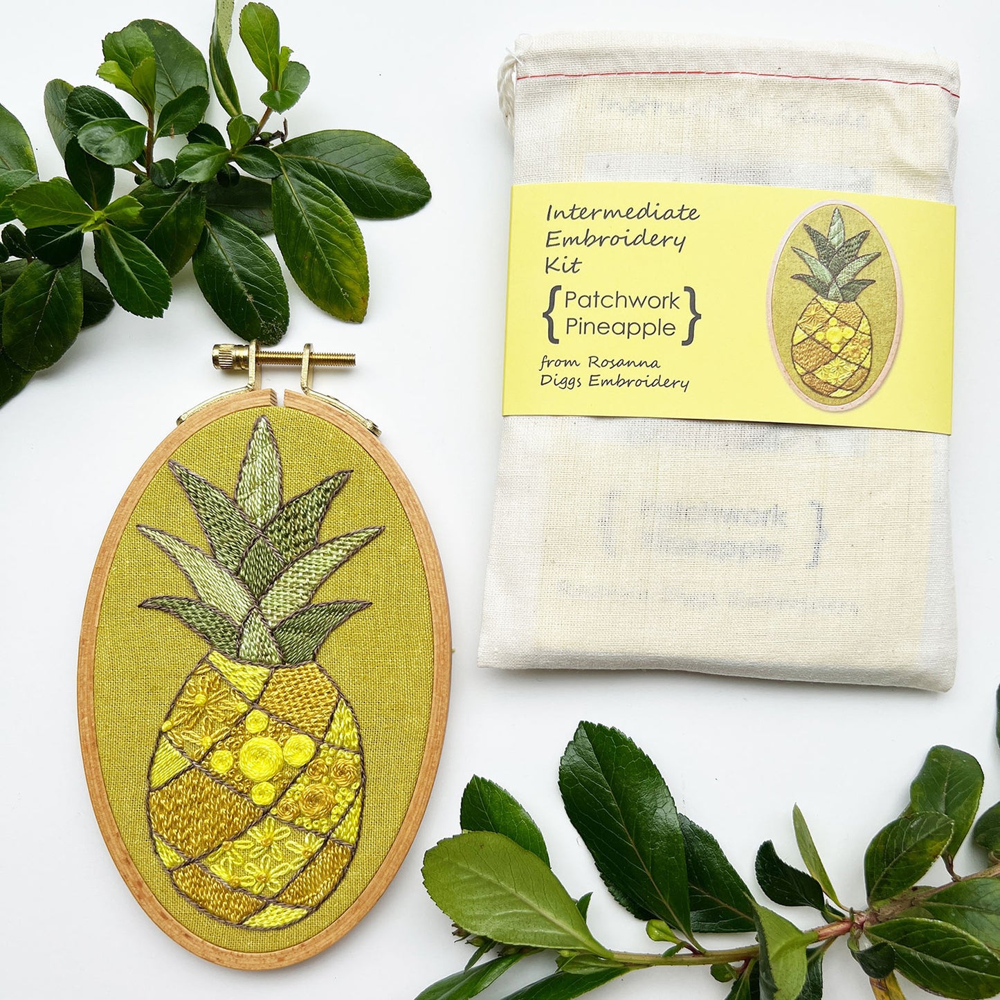 Patchwork Pineapple Embroidery Kit Alternative View #1