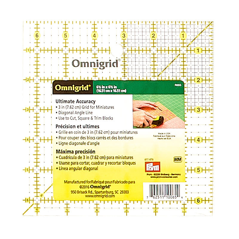 Omnigrid 6 1/2" x 6 1/2" Square Ruler With Grid Alternative View #1