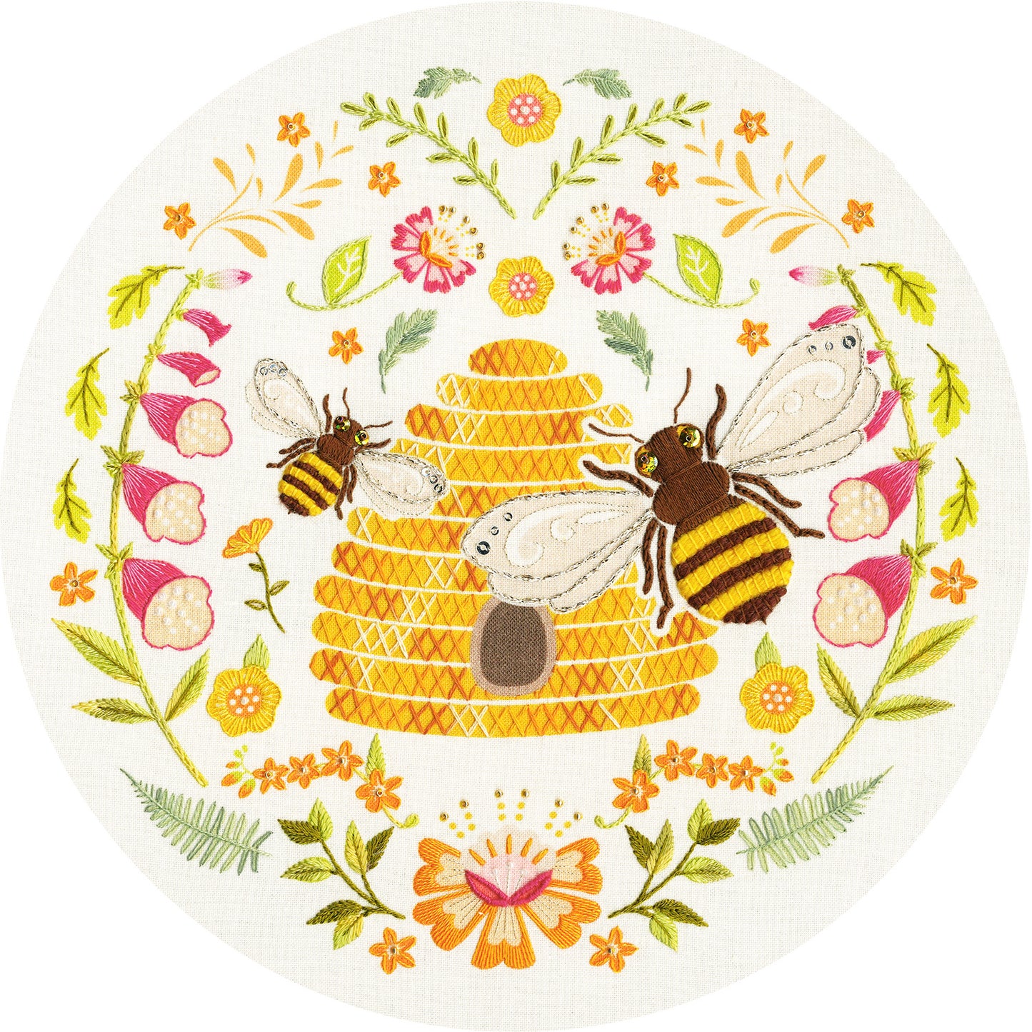 Folk Art Bees Embroidery Kit Primary Image