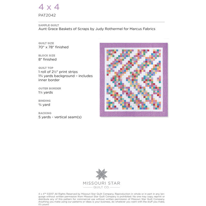 4 x 4 Quilt Pattern by Missouri Star Alternative View #1