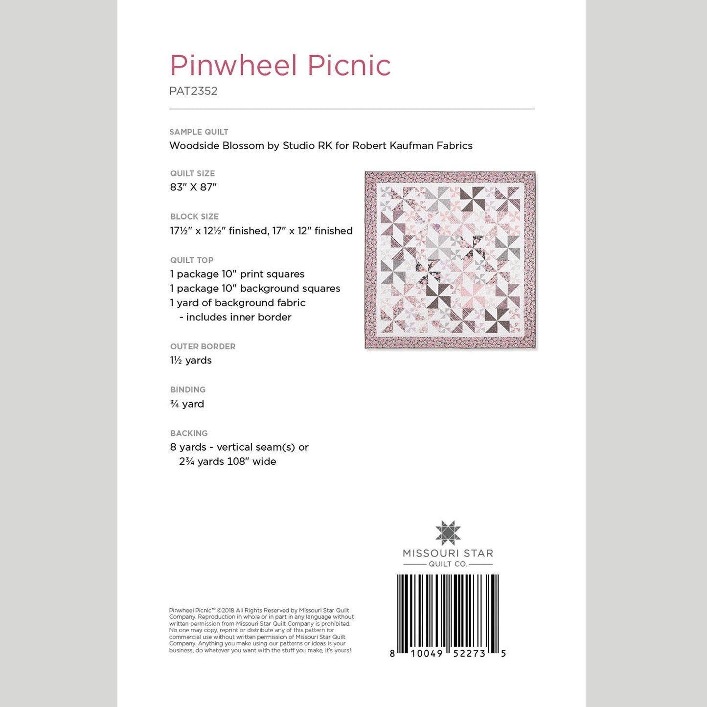 Digital Download - Pinwheel Picnic Quilt Pattern by Missouri Star Alternative View #1