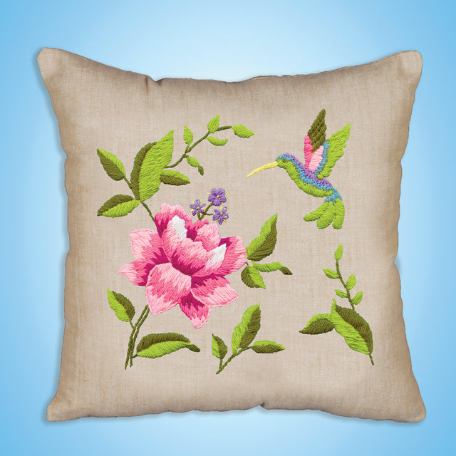 Hummingbird Crewel Embroidery Pillow Kit Primary Image