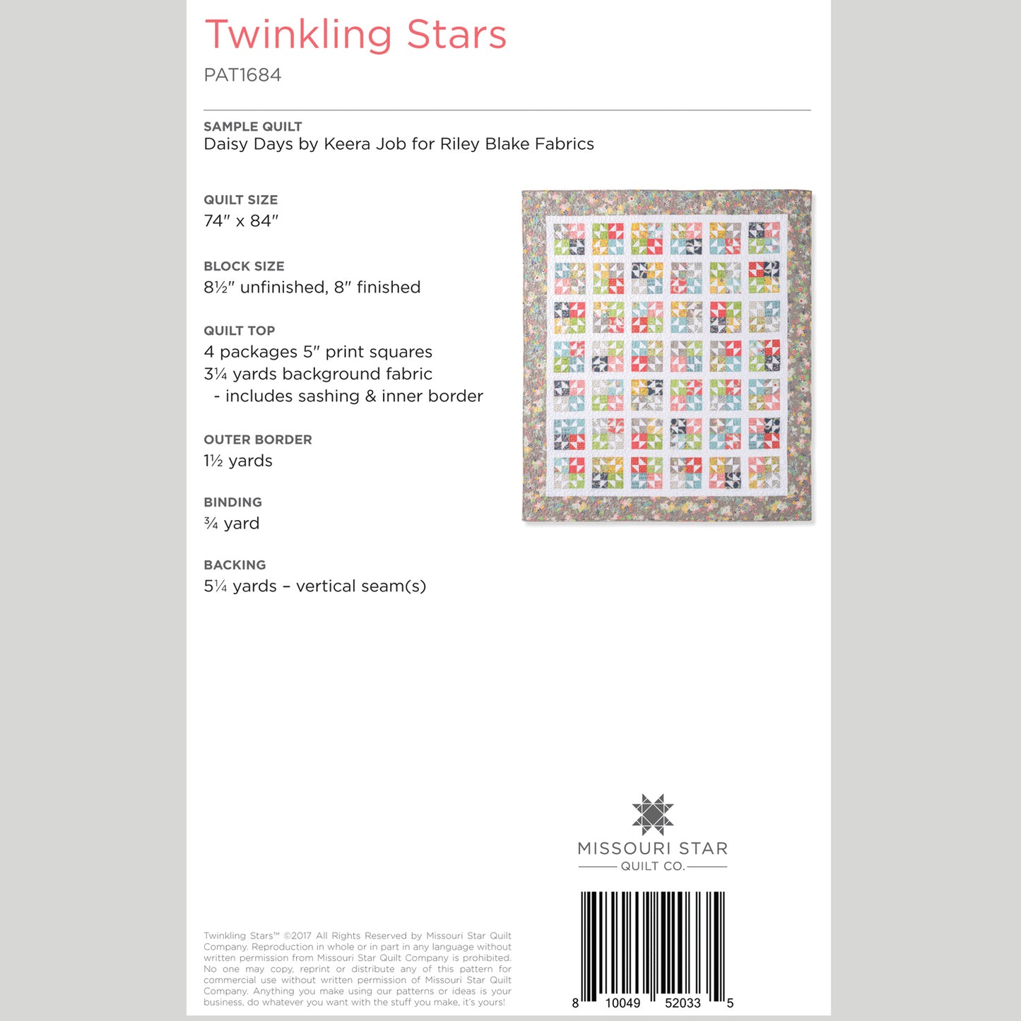 Digital Download - Twinkling Stars Quilt Pattern by Missouri Star Alternative View #1