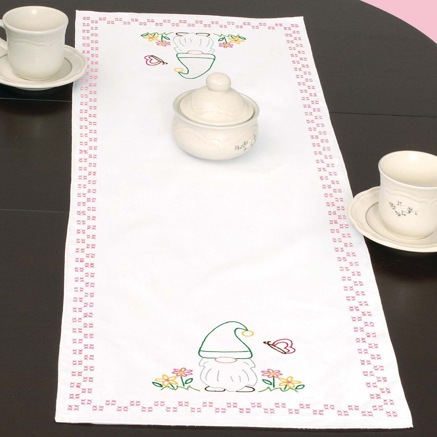 Gnomes Embroidery Table Runner Primary Image
