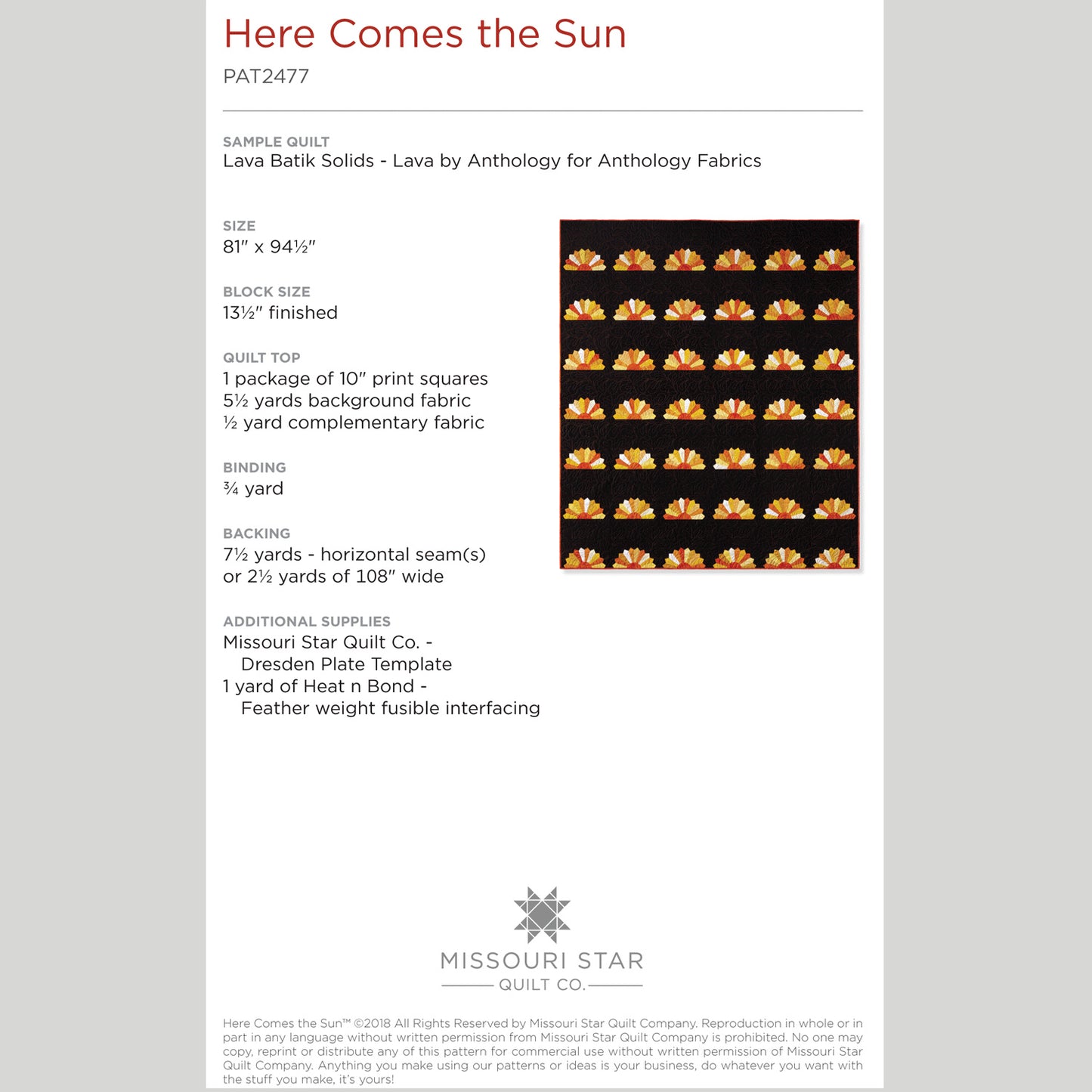 Digital Download - Here Comes the Sun Quilt Pattern by Missouri Star Alternative View #1