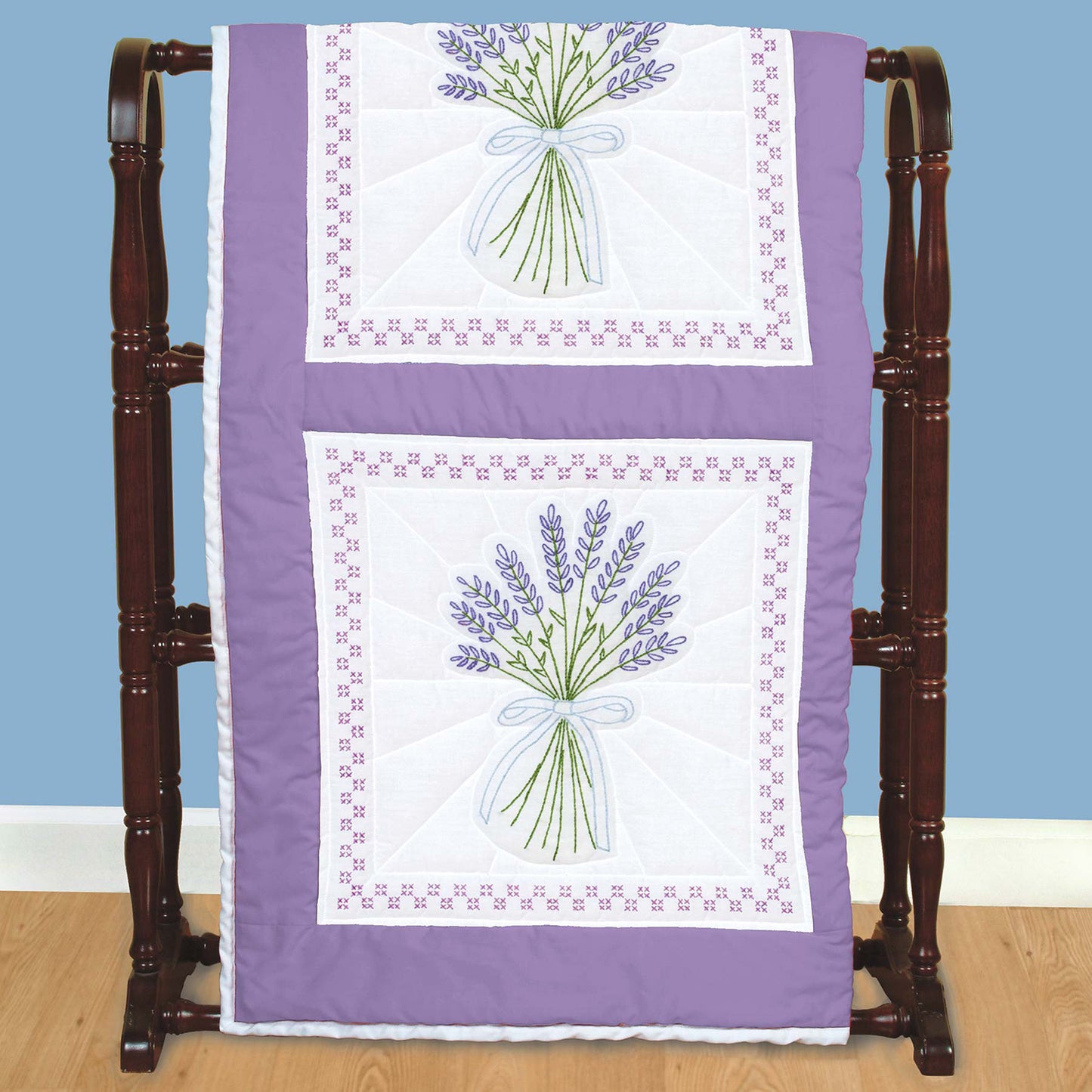 Lavender 18" Embroidery Quilt Blocks Set Primary Image