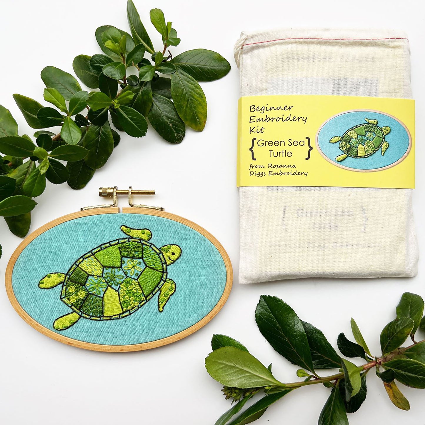 Green Sea Turtle Embroidery Kit Alternative View #1