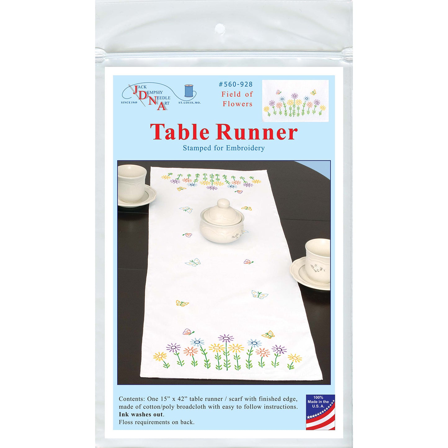 Field of Flowers Embroidery Table Runner Alternative View #2