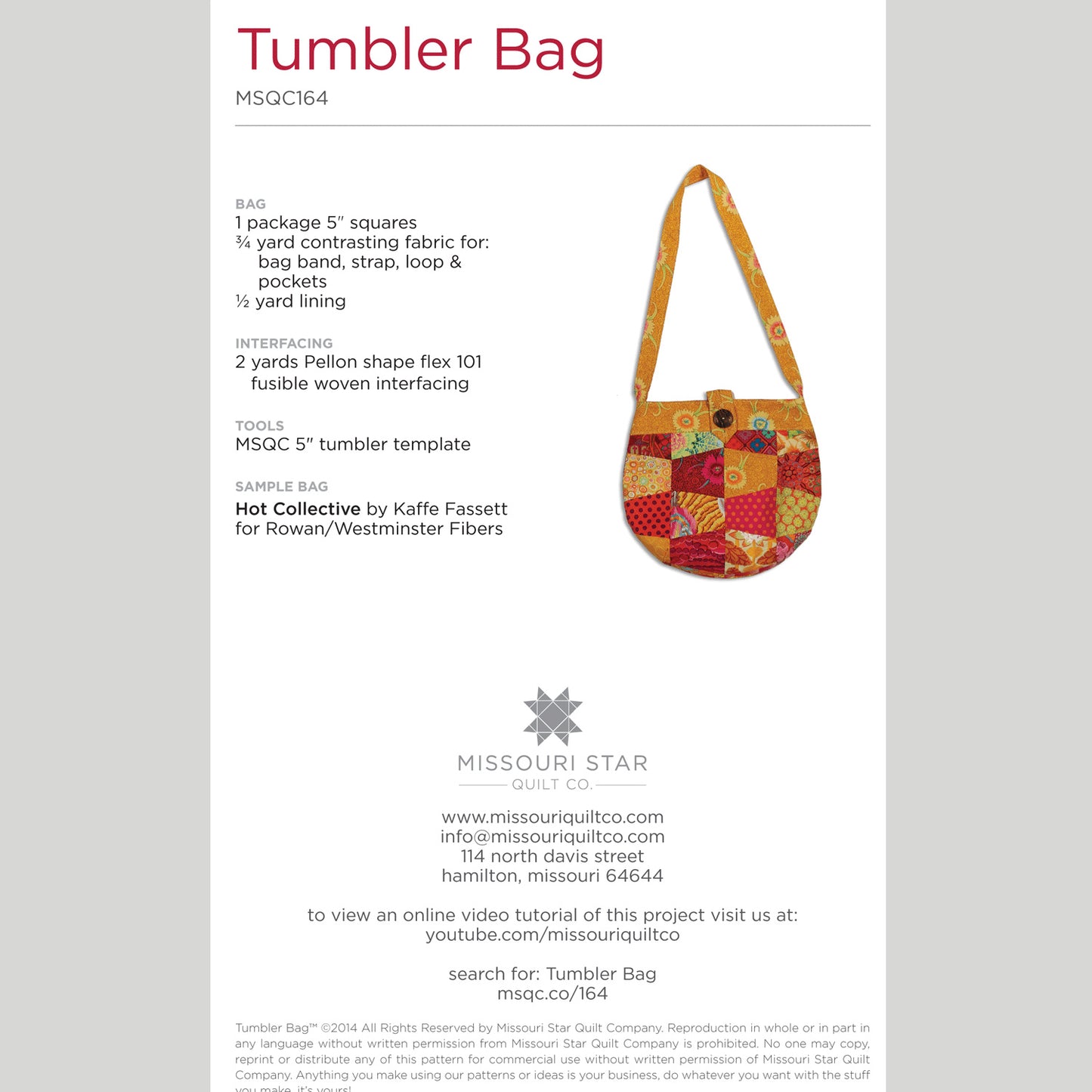 Digital Download - Tumbler Bag Pattern by Missouri Star Alternative View #1
