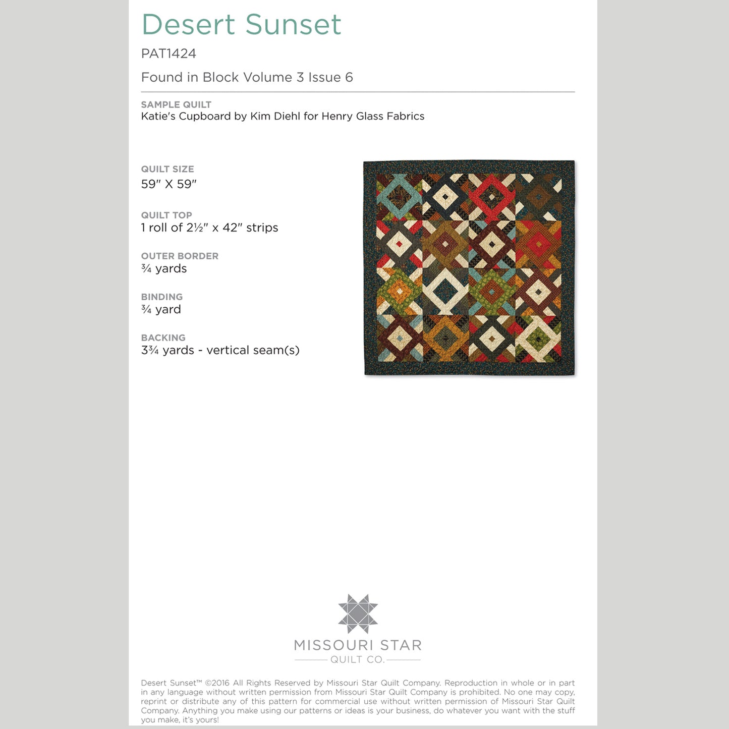 Digital Download - Desert Sunset Quilt Pattern by Missouri Star Alternative View #1