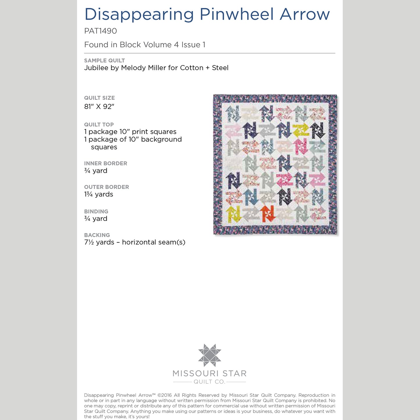 Digital Download - Disappearing Pinwheel Arrows Quilt Pattern by Missouri Star Alternative View #1