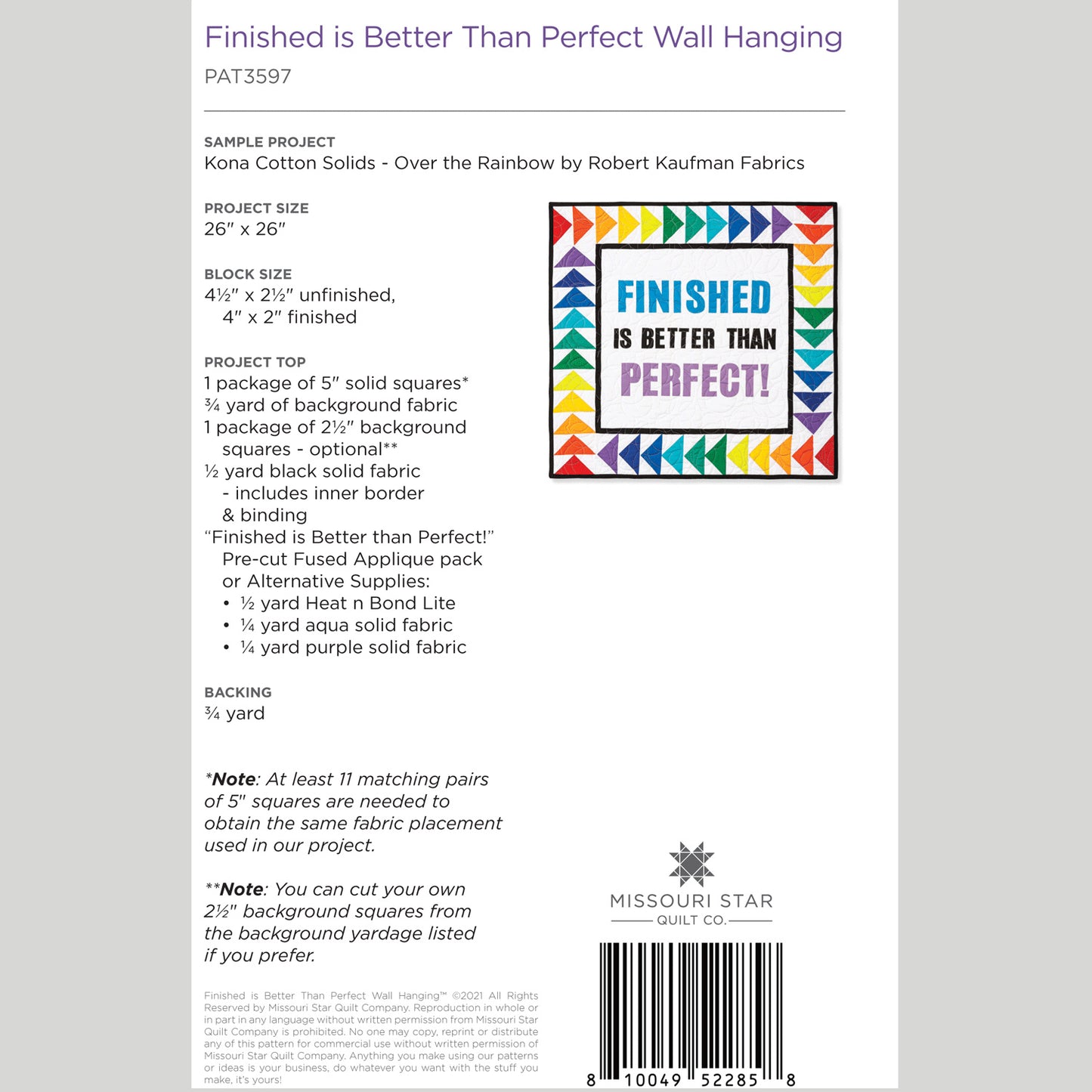 Digital Download - Finished is Better Than Perfect Wall Hanging Pattern by Missouri Star Alternative View #1