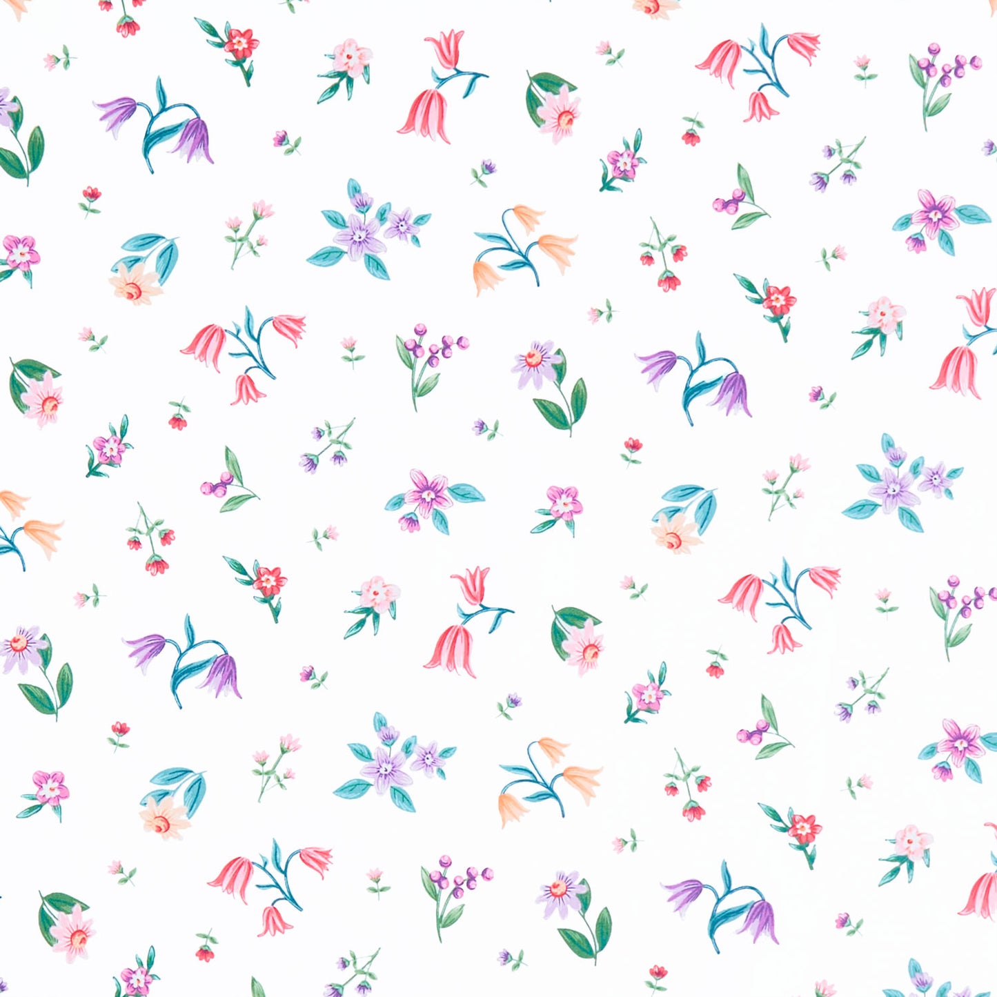 Unicorn Dreams - Flower Toss White Multi Yardage Primary Image