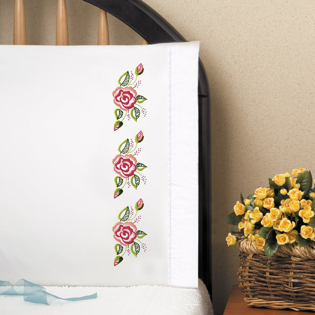 Rose Row Embroidery Pillowcase Set Primary Image