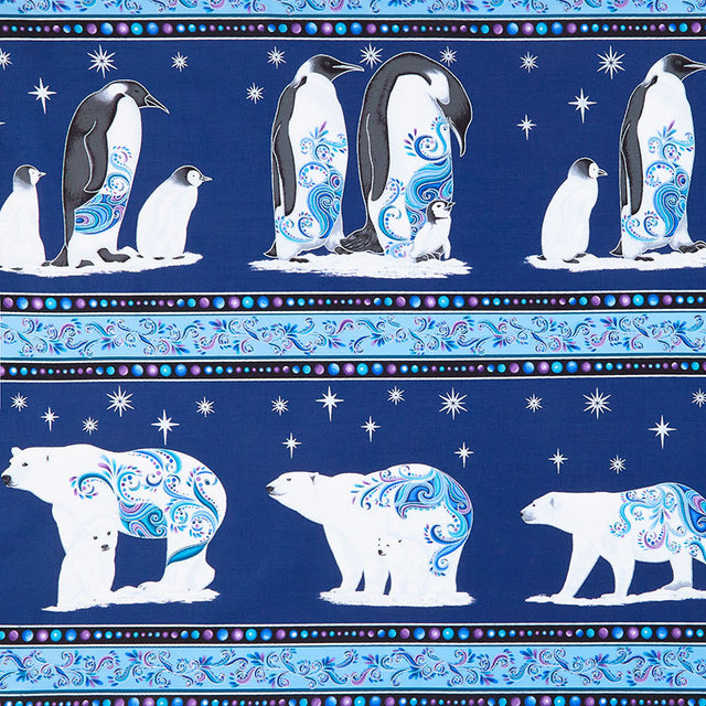 Polar Bear Attitude - Polar Bear Stripe Blue Yardage Primary Image