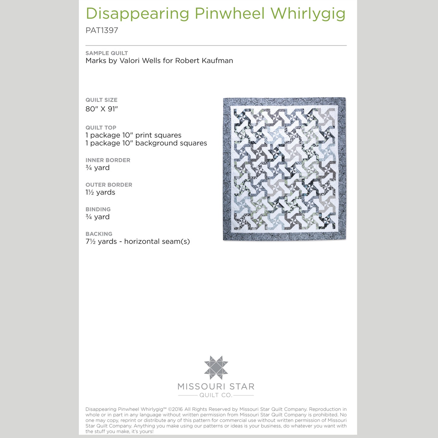 Digital Download - Disappearing Pinwheel Whirlygig Quilt Pattern by Missouri Star Alternative View #1