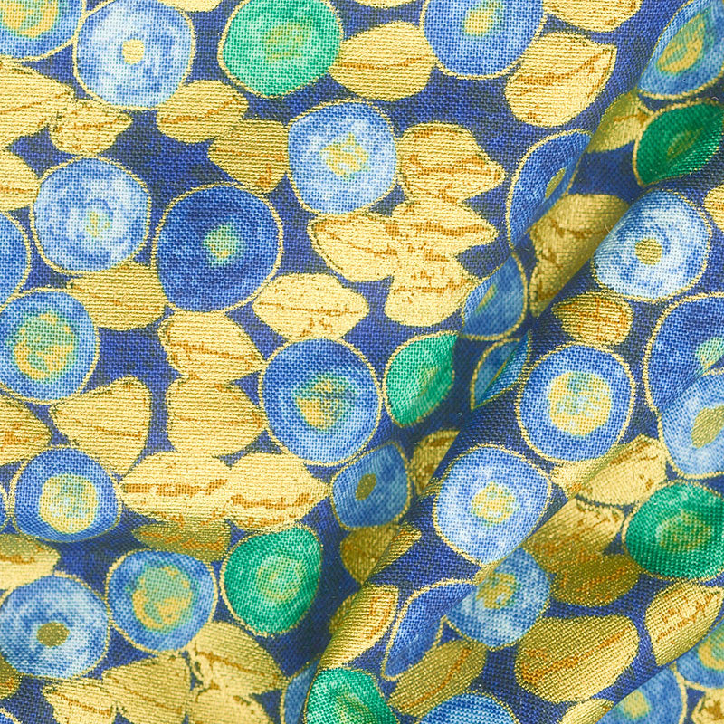 Gustav Klimt - Flowers Sapphire Metallic Yardage Alternative View #1