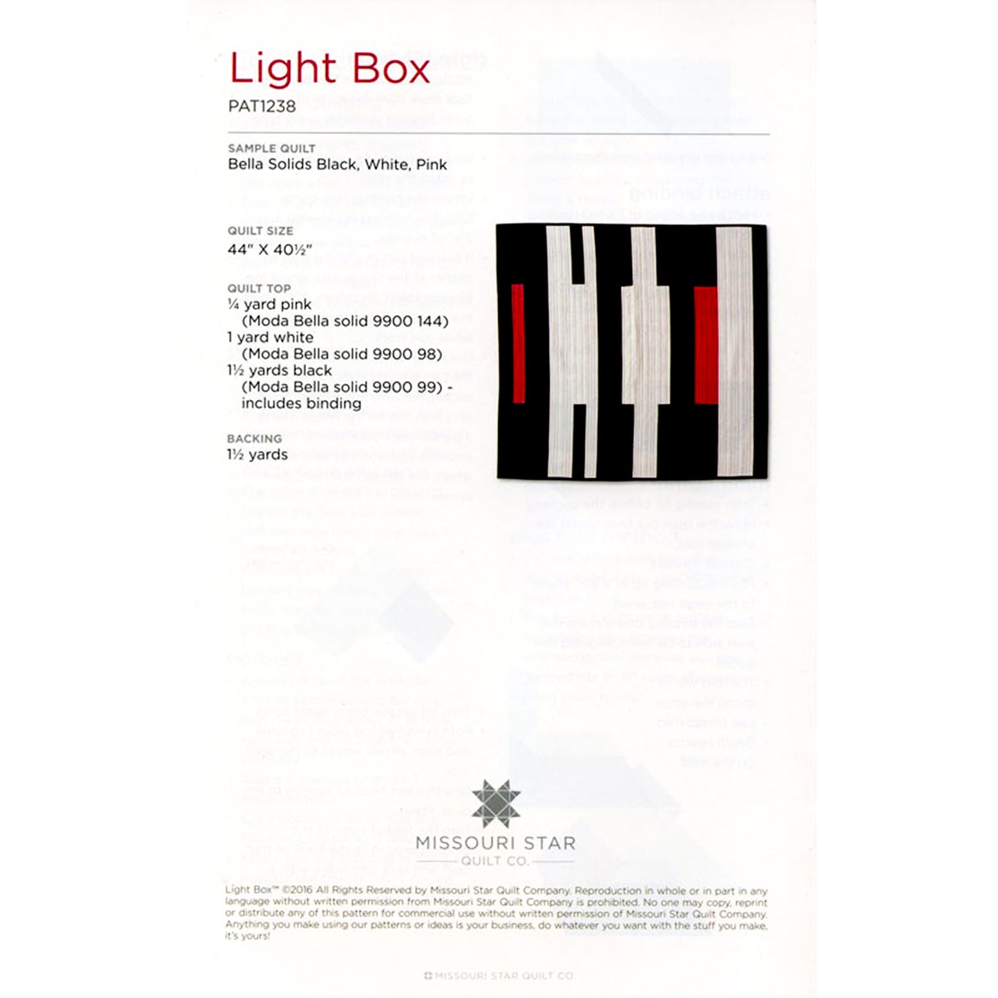 Digital Download - Light Box Quilt Pattern by Missouri Star Alternative View #1