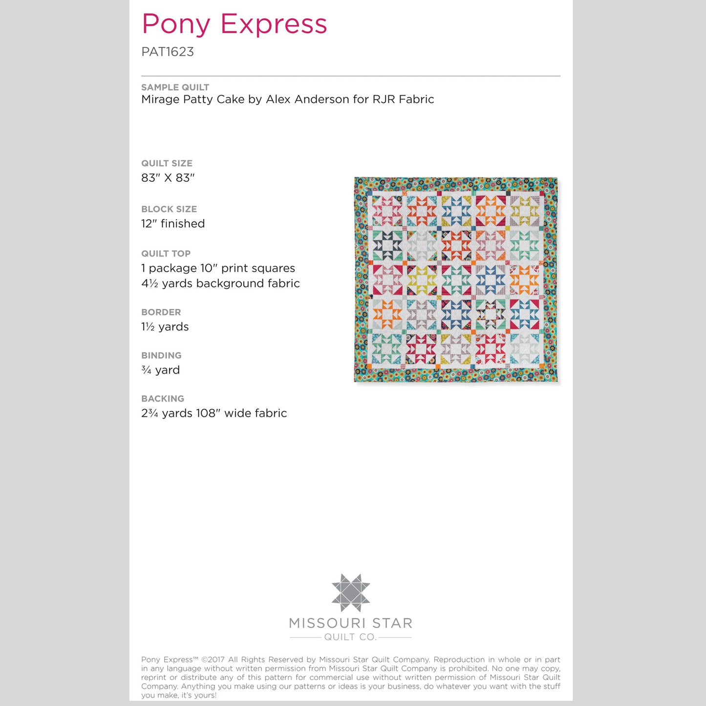 Digital Download - Pony Express Quilt Pattern by Missouri Star Alternative View #1
