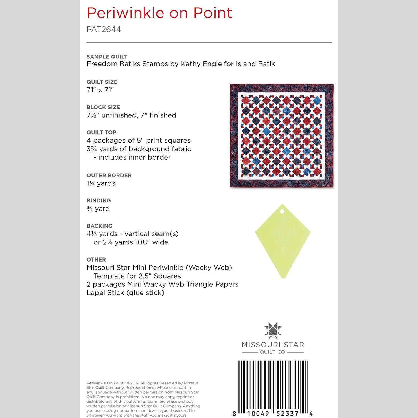 Digital Download - Periwinkle on Point Quilt Pattern by Missouri Star Alternative View #1