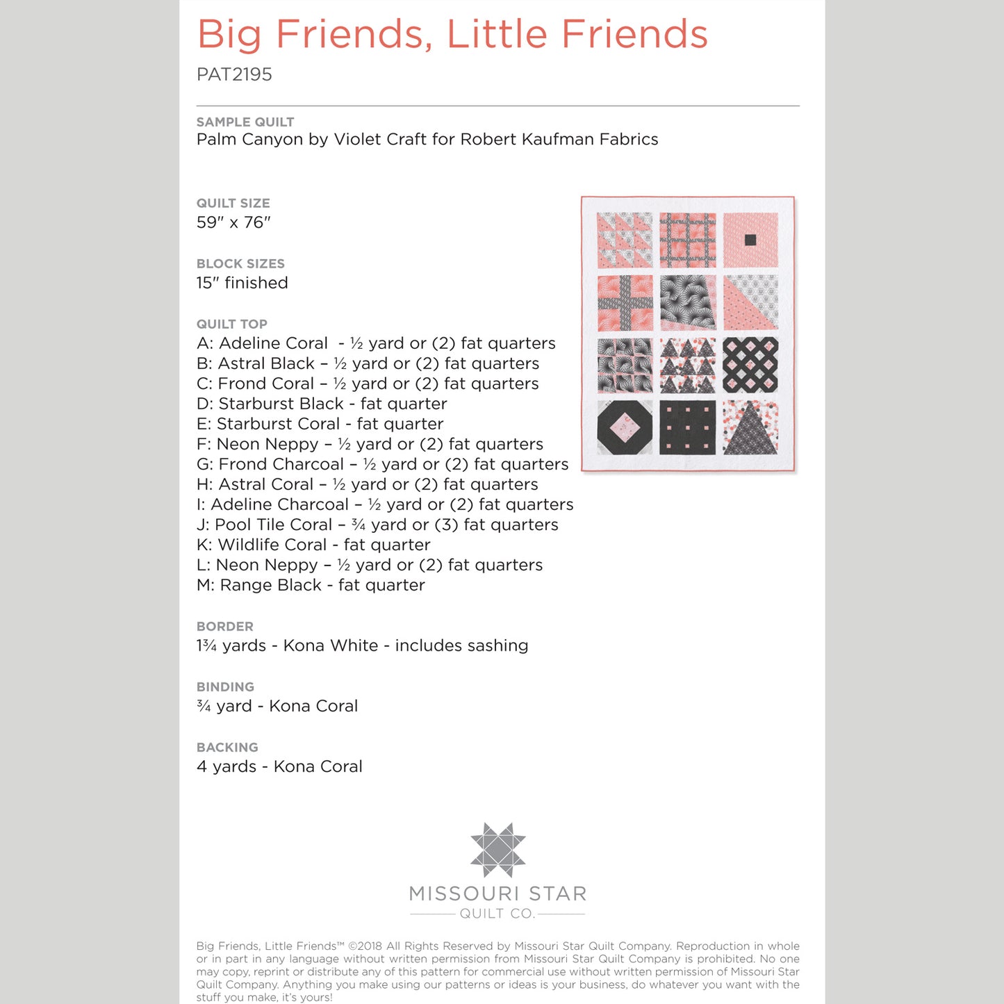 Digital Download - Big Friends, Little Friends Quilt Pattern by Missouri Star Alternative View #1