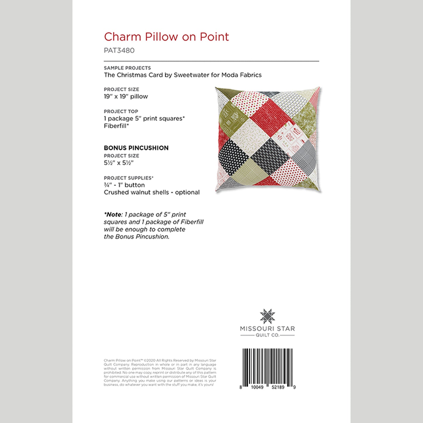 Digital Download - Charm Pillow on Point Quilt Pattern by Missouri Star Alternative View #1