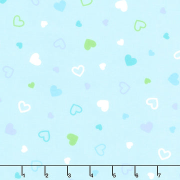 Cozy Cotton Flannels - Hearts Blue Yardage Primary Image